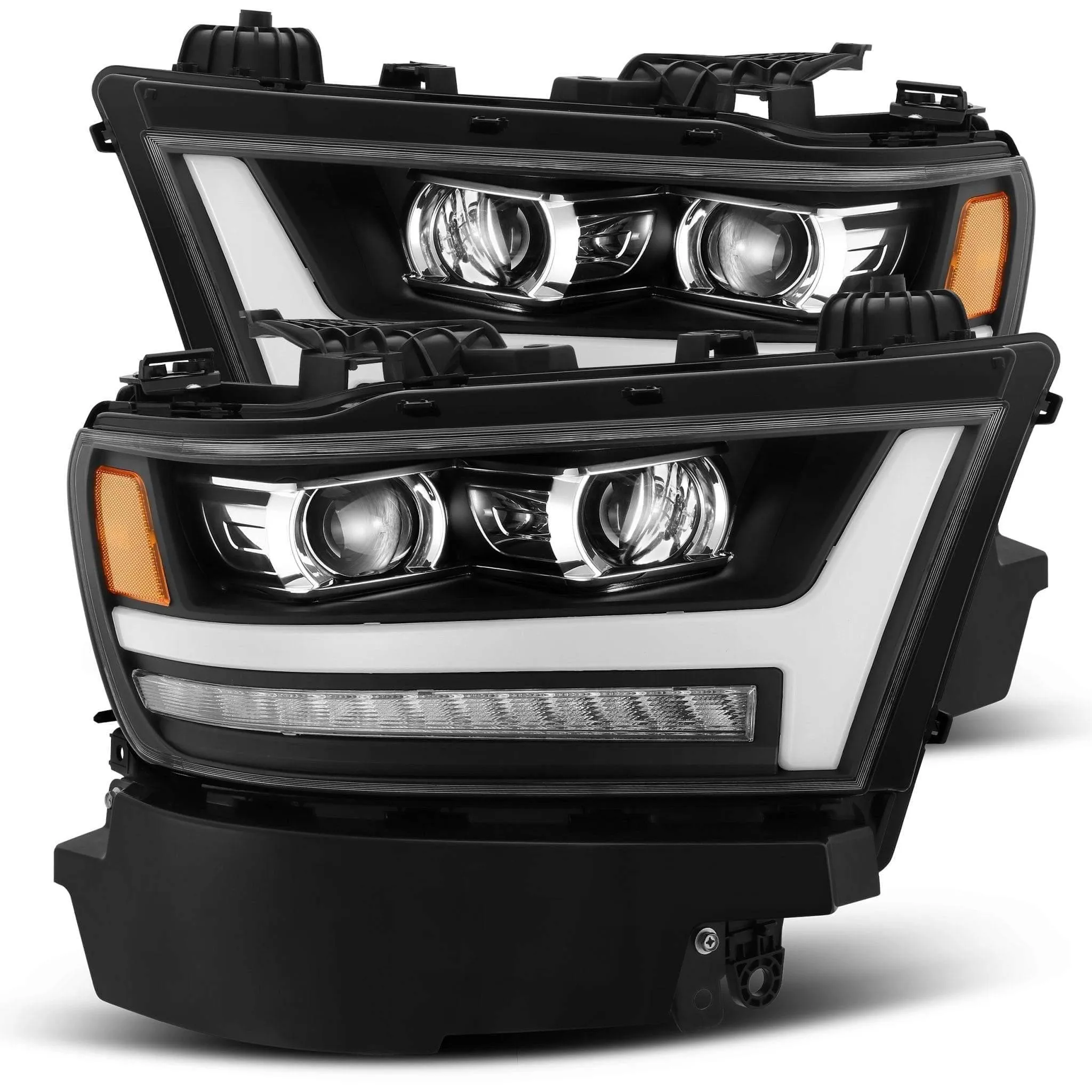 AlphaRex Projector Headlights Ram 1500 2019-2024  [Pro Series - Sequential Signal] Jet Black / Black / Chrome - Image 4