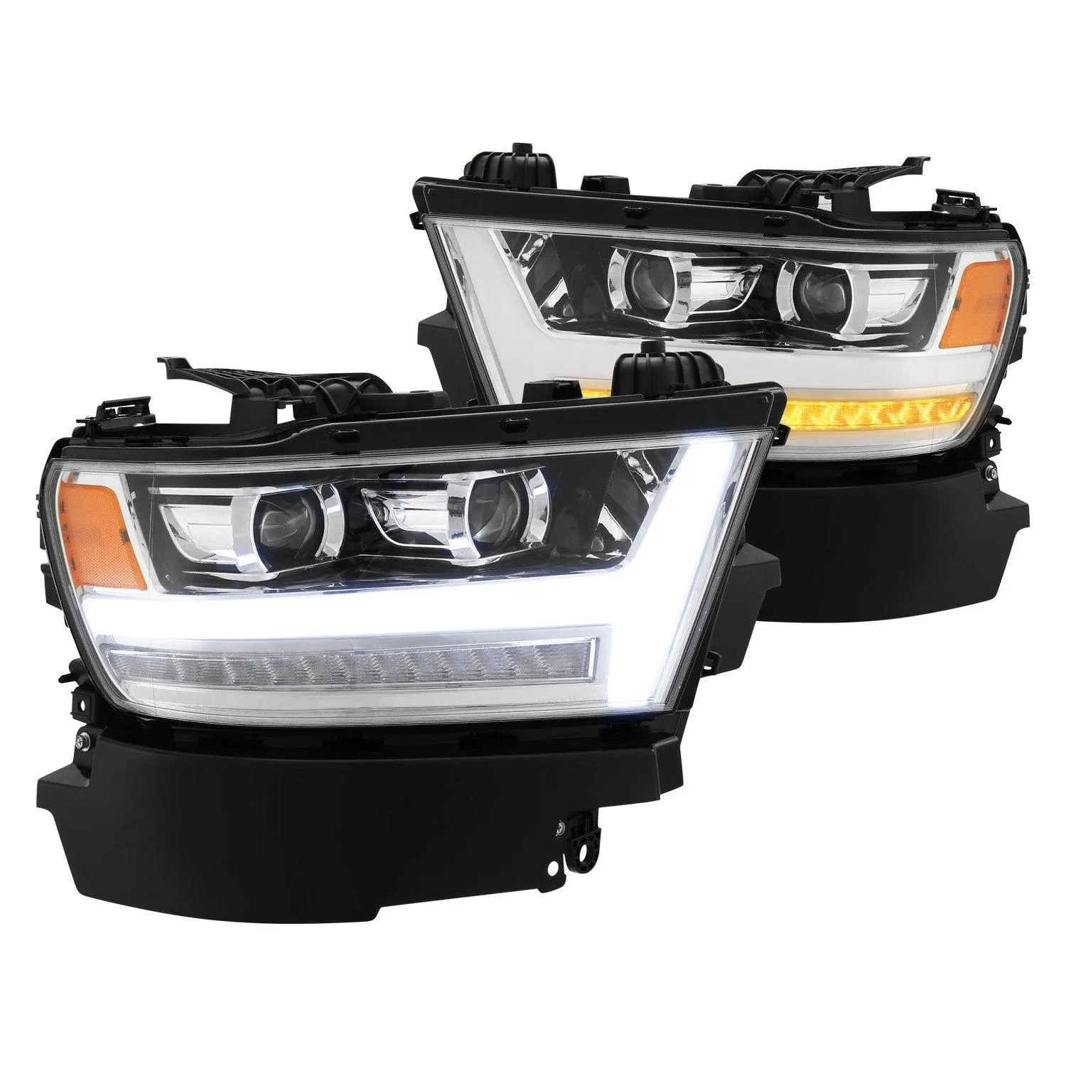AlphaRex Projector Headlights Ram 1500 2019-2024  [Pro Series - Sequential Signal] Jet Black / Black / Chrome - Image 7