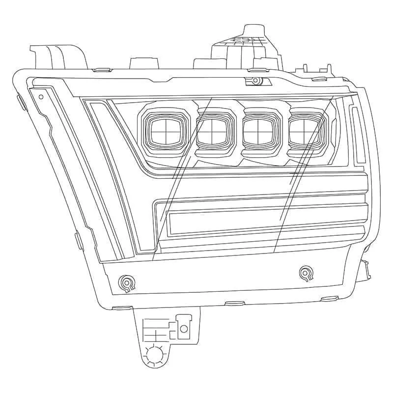 AlphaRex Quad 3D LED Projector Headlights Ram 1500 2019-2022 [Nova Series - Sequential Signal] Jet Black / Black / Chrome - Image 17
