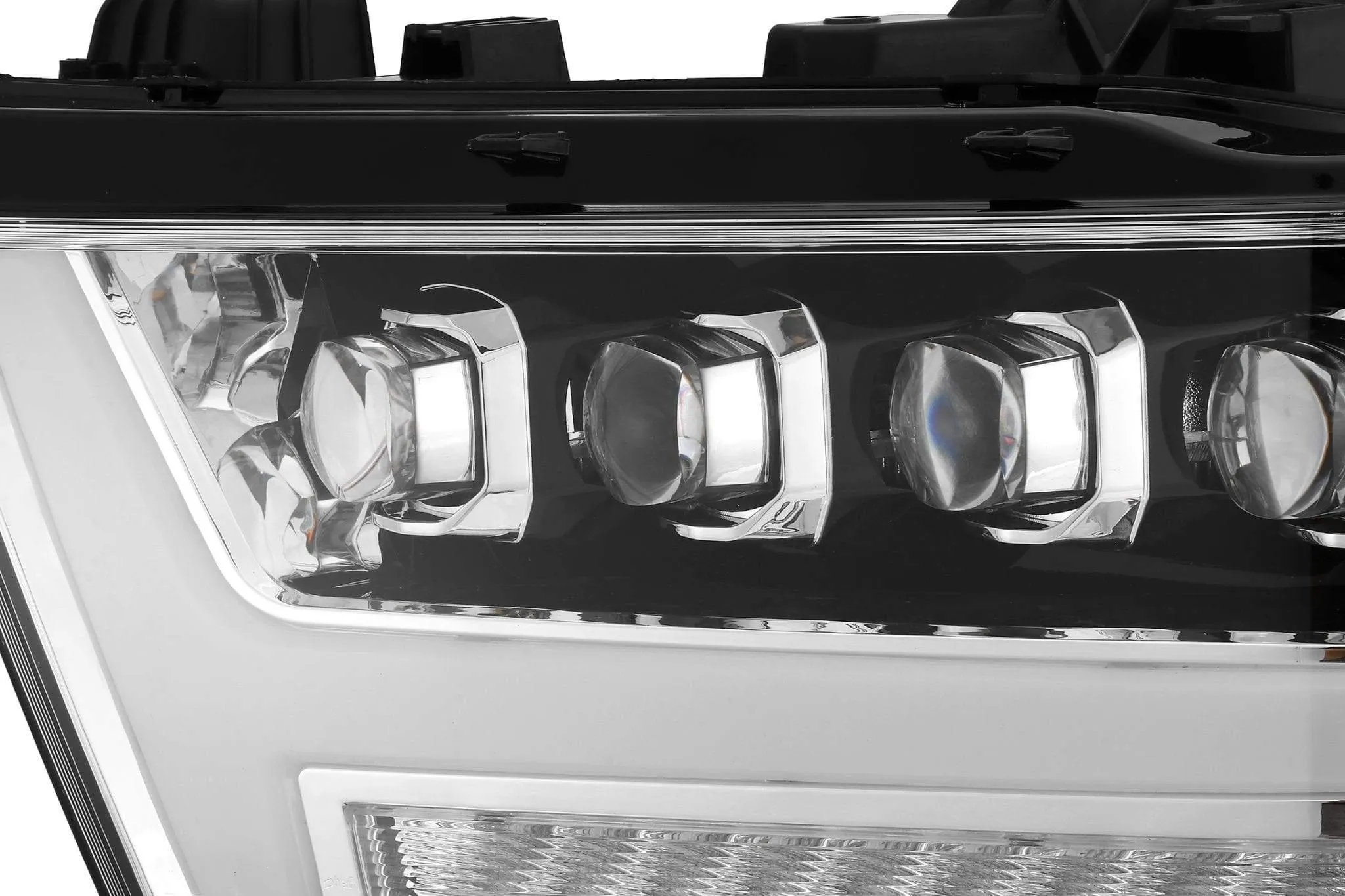 AlphaRex Quad 3D LED Projector Headlights Ram 1500 2019-2022 [Nova Series - Sequential Signal] Jet Black / Black / Chrome - Image 6
