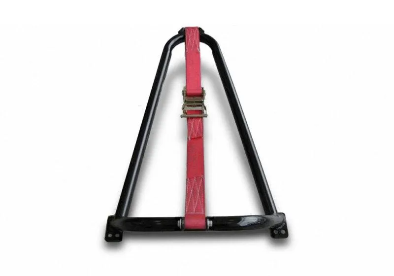 N-Fab Bed Mounted Tire Carrier Universal - Gloss Black - Red Strap - Image 3